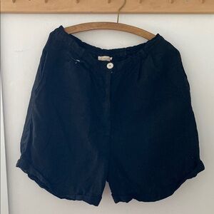 Gillian Stevens black linen shorts